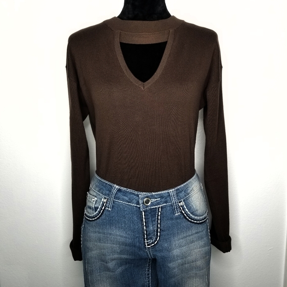 💖HP💖  Choker V-Neck Long Sleeve Blouse - Picture 3 of 7